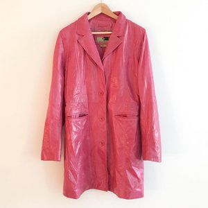 LUCIEN PICCARD PINK LEATHER COAT - REAL LEATHER SIZE L